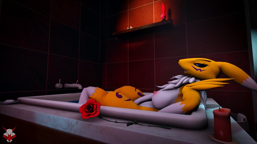 16:9 1girls 3d 3d_(artwork) anthro bad_dragon bandai_namco bathroom big_breasts black_sclera breasts canid canine digimon digimon_(species) digital_media_(artwork) female female_only foxibiki fur genitals hi_res mammal nipples pussy renamon renamon_(warfaremchine) rex_(bad_dragon) sex_toy solo source_filmmaker video_games white_body white_fur widescreen yellow_body yellow_fur