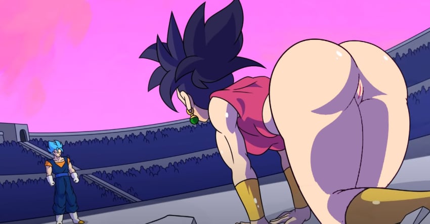 all_fours ass bent_over dragon_ball dragon_ball_super female from_behind kefla kishinpain super_saiyan_blue tagme teacher_and_student