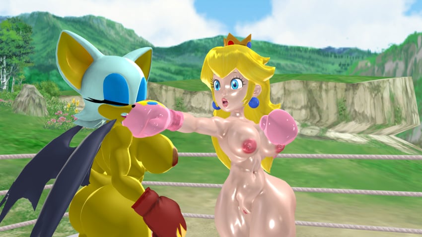 2girls 3d 3d_(artwork) anthro anthro/human ass bat bat_wings big_ass big_breasts big_butt big_ears big_thighs blonde_hair blue_eyes blue_eyeshadow boxing boxing_gloves boxing_gloves_only boxing_ring boxingfan12 breasts bubble_ass bubble_butt butt catfight clenched_teeth closed_eyes crossover crown curvy duo earrings eyelashes eyeshadow face_punch female female/female female_only femdom fight gloves human human/anthro human_dominating_anthro human_domination lips lipstick mario_(series) naked nintendo nipples nude nude_boxing nude_female open_mouth outside part_of_a_set pink_boxing_gloves pink_gloves pink_lipstick plains princess_peach punch pussy red_boxing_gloves red_gloves rouge_the_bat sega sonic_(series) sonic_the_hedgehog_(series) tail tan_body thick thick_ass thick_butt thick_hips thick_thighs thighs white_hair wide_hips