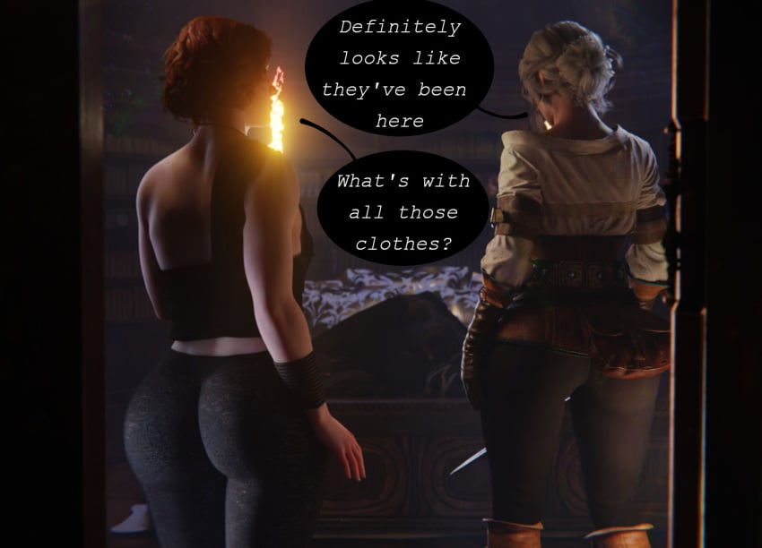 1futa 1girls 3d big_ass big_breasts cd_projekt_red circumcised ciri clothing comic erection female futa_on_female futanari large_penis light-skinned_female light-skinned_futanari light_skin original_character red_hair scrappy-coco story text the_witcher_(series) the_witcher_3:_wild_hunt white_hair