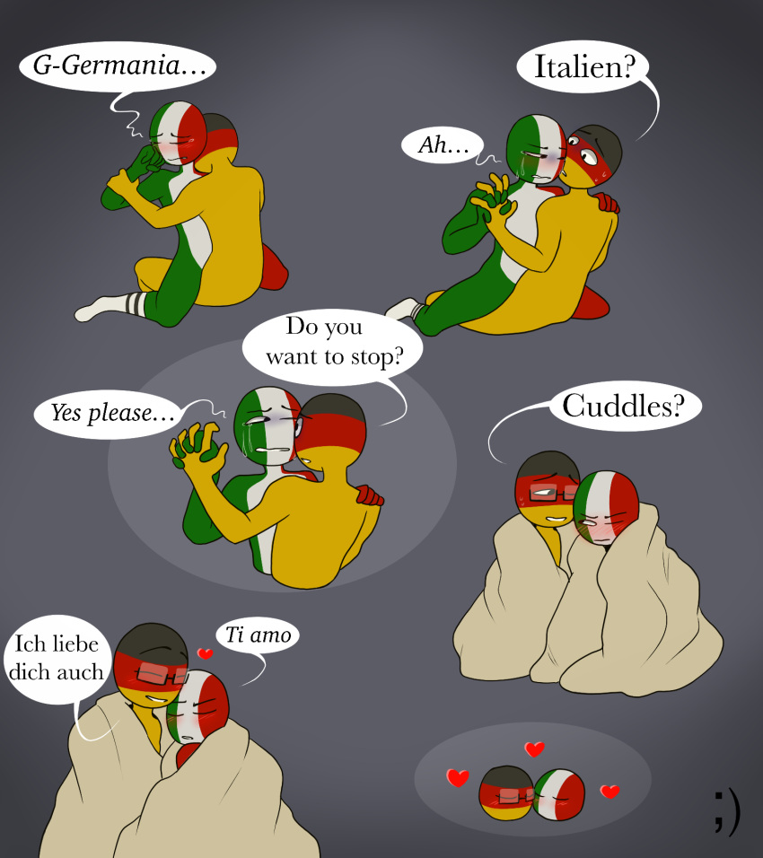 countryhumans cuddle cuddling gay germany_(countryhumans) italy_(countryhumans) male_only vanilla wholesome