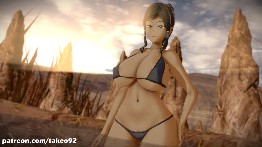 1girls 3d avatar_legends big_ass big_breasts bikini blue_eyes breasts bubble_butt curvaceous curvy dark-skinned_female dark_hair female female_only hand_on_hip huge_ass huge_breasts koikatsu korra large_ass large_breasts looking_at_viewer massive_ass pinup ponytail revealing_clothes seductive skimpy_clothes solo standing swimsuit takeo92 the_avatar the_legend_of_korra thick_thighs tight_clothing underboob voluptuous water water_tribe wide_hips