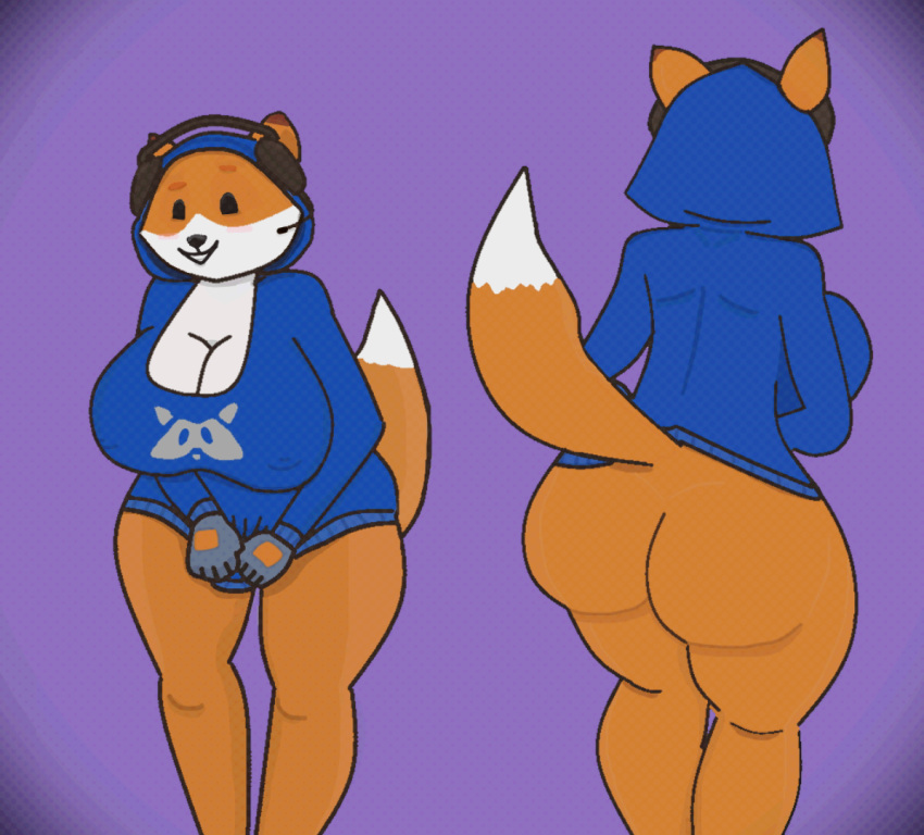 ass fox foxtrot foxtrot_(copyright) furry headphones hoodie orange_fur tagme thebublik7