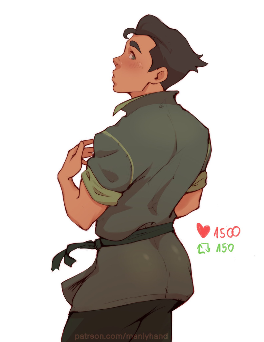 avatar_the_last_airbender blush bolin clothed clothing looking_back male male_only manlyhand muscles muscular muscular_male nickelodeon strip_game teen_boy the_legend_of_korra