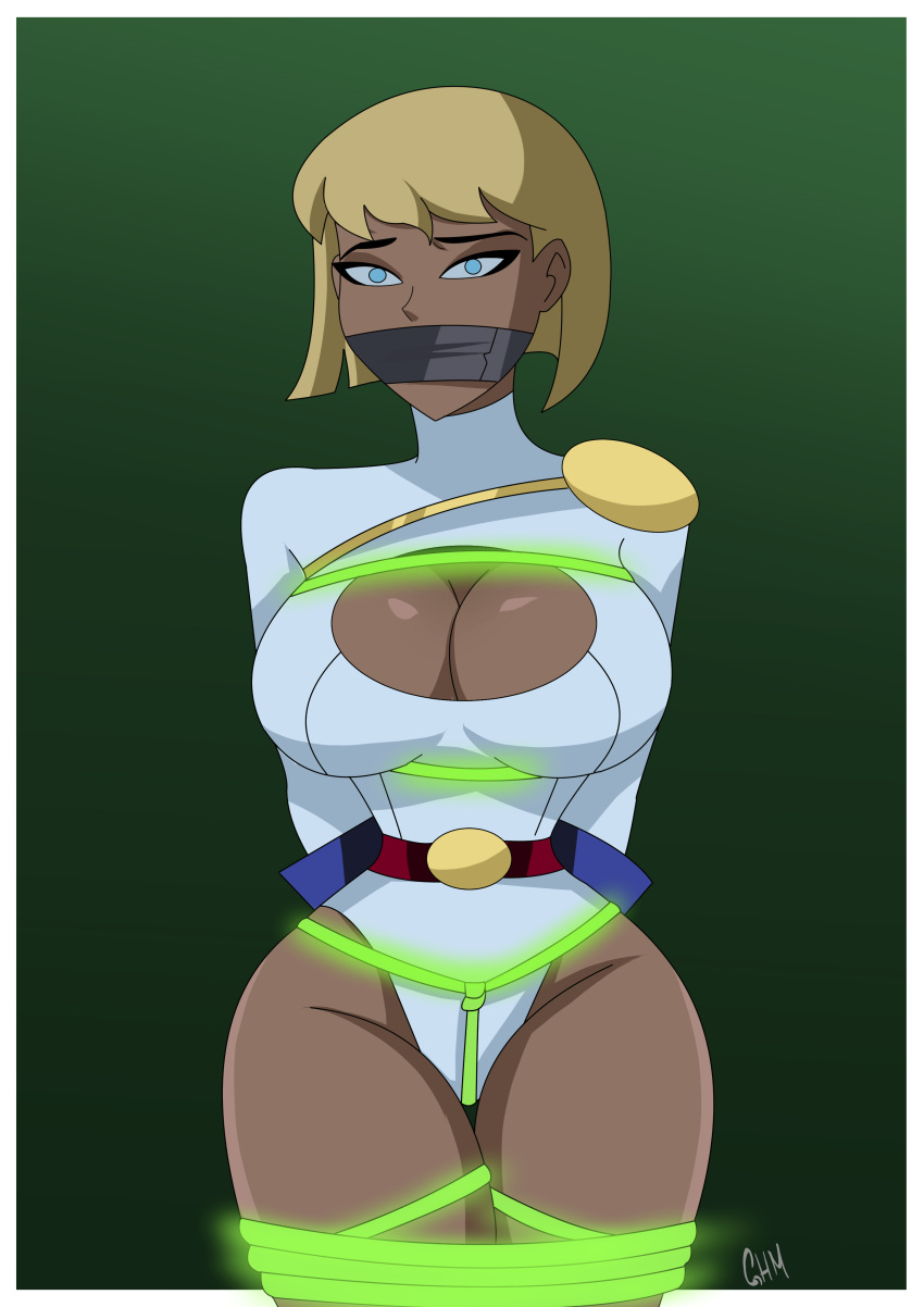 1girls 2d alien alien_girl bell_haircut big_ass big_breasts blonde_hair blue_eyes bob_cut bondage bound breasts bursting_breasts busty cleavage cleavage_cutout costume curvaceous curvy curvy_figure cyan_eyes dc_comics dcau eyebrows eyelashes eyes female female_only femsub gag galatea ghostlessm hair hero heroine hips hourglass_figure huge_breasts humanoid justice_society_of_america kara_zor-el karen_starr kryptonian kryptonite large_breasts legs lower_body medium_hair outfit power_girl rope sensual short_hair solo superhero superheroine superman_(series) tape_gag thick thick_legs thick_thighs thighs upper_body voluptuous wide_hips