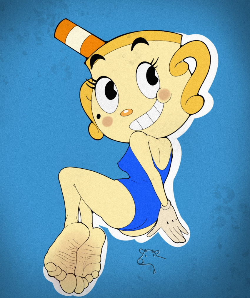 1girls 2022 2d 2d_(artwork) 4_toes ass barefoot big_feet clothed clothed_female cup cuphead:_the_delicious_last_course cuphead_(game) dummycervine feet feet_together feet_up female female_focus female_only foot_fetish foot_focus light-skinned_female light_skin looking_at_viewer mole mole_under_eye ms._chalice nipple_bulge pac-man_eyes small_breasts soles swimsuit tan_body tan_skin tanned tanned_female tanned_skin teeth toe_curl toe_scrunch toes wrinkled_feet wrinkled_soles wrinkles