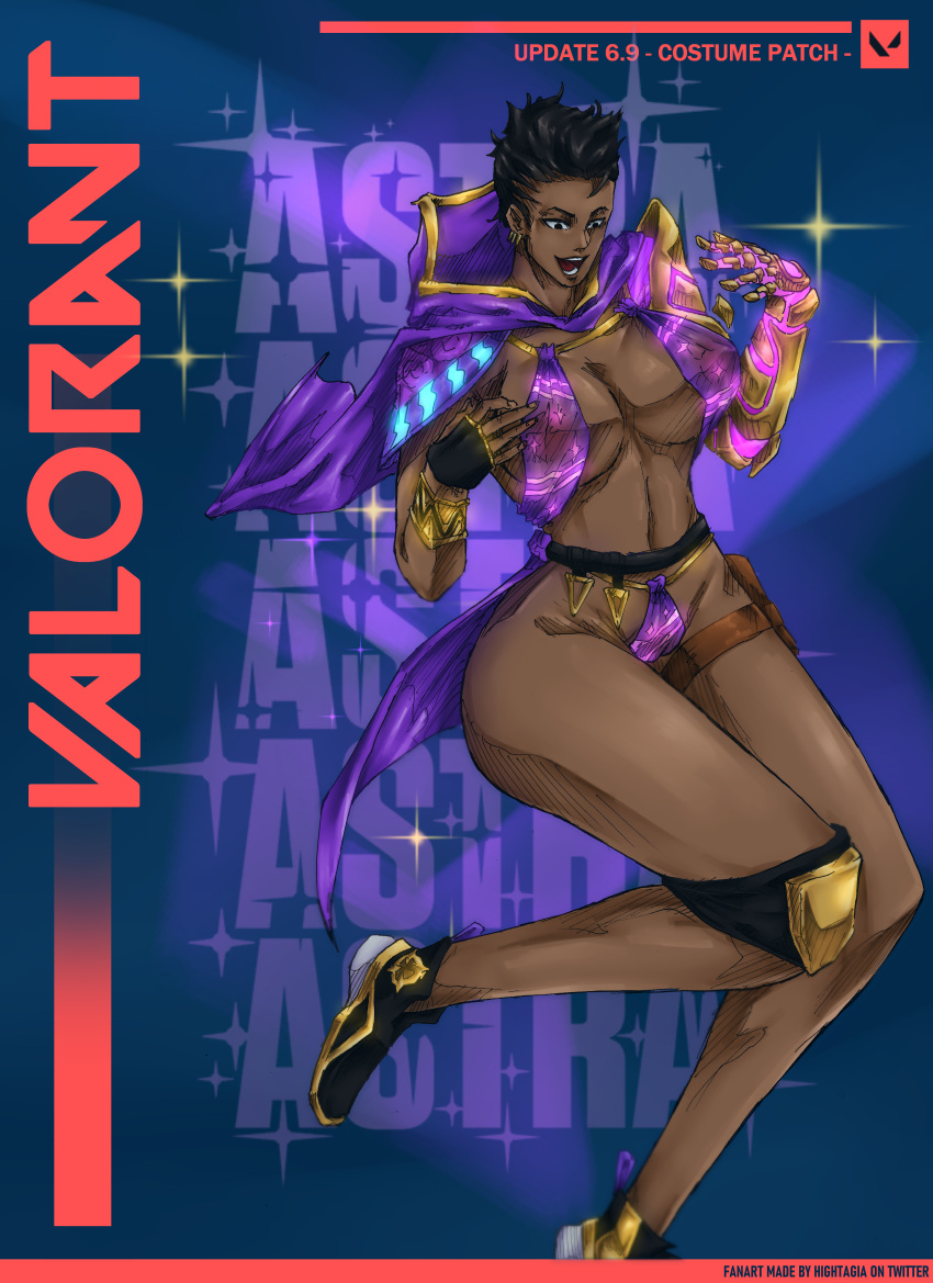 astra_(valorant) big_breasts dark-skinned_female dark_skin high_tagia riot_games see-through see-through_clothing skimpy smiling solo valorant