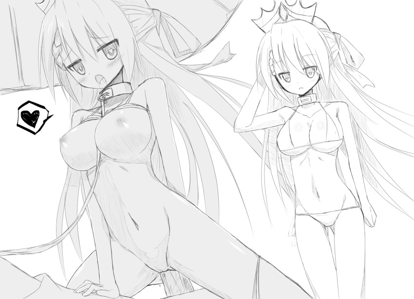 1boy 1girls big_breasts breasts collar heart long_hair nipples penis pussy puyo_puyo puyo_puyo_quest thighs