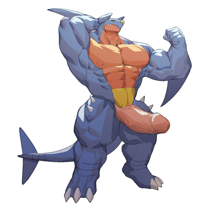 anthro balls bara big_balls big_penis boner erection garchomp male male_only muscles muscular nintendo nude penis pokemon pokemon_(species) reed_sp_626 solo solo_male