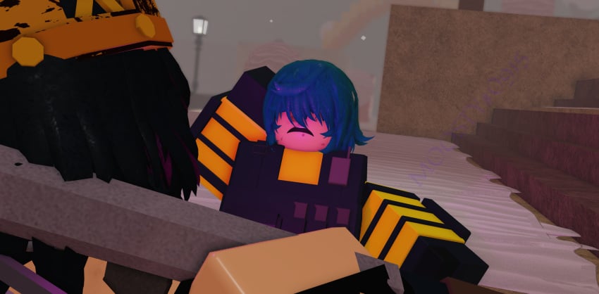 1boy 1girls 3d blush chains confused crown decaying_winter groping_breast hand_on_breast indecent_exposure moosty outside roblox roblox_game robloxian self_upload sledge_queen smirking tagme