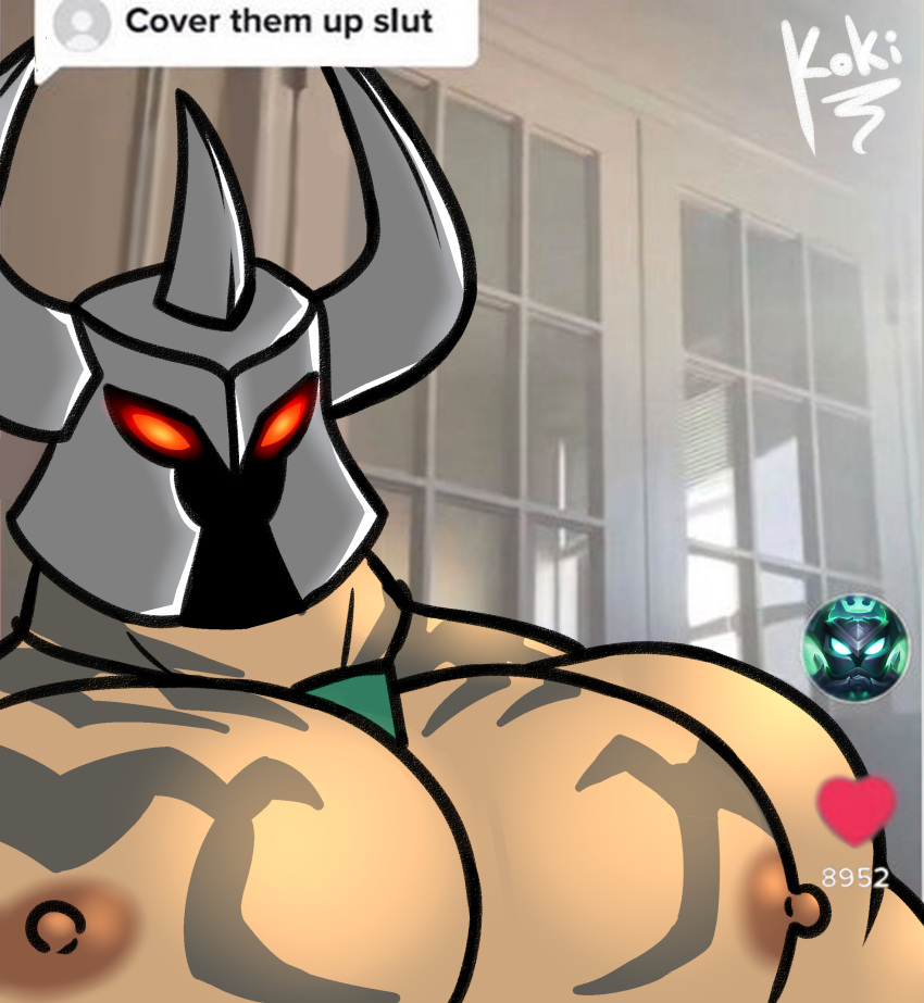 1boy big_pecs gay helmet koki_1 league_of_legends male male_only meme mordekaiser muscular muscular_male nipples pecs pentakill_mordekaiser pentakill_series riot_games