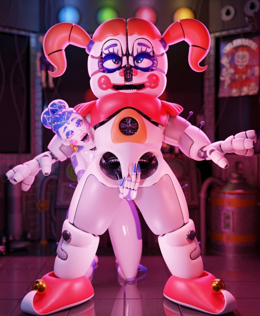 3d 3d_(artwork) 3d_model baby_(fnafsl) ballora ballora_(fnafsl) blender blender_(software) blue_eyes blue_hair blurry_background canon_appearance circus_baby circus_baby_(fnaf) circus_baby_(original) cosmic_trance female female_only femdom finger_fuck finger_in_pussy fingering fingering_partner fingers five_nights_at_freddy's five_nights_at_freddy's:_sister_location fnaf footwear full_color legs_apart looking_at_pussy looking_down looking_up m0nk3y on_knees open_mouth orange_hair pink_cheeks pink_eyes pink_lipstick pussy pussy_fingering red_cheeks red_lipstick robot robot_girl scottgames sister_location standing standing_fingering summer_ballora summer_ballora_2.0_(cosmic_trance) thrusting_forward vagina white_body yuri