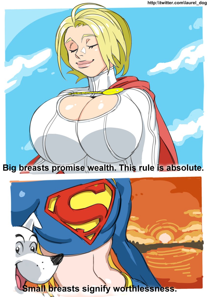 big_breasts breast_envy breasts dc dc_comics flat_chest kara_danvers kara_zor-el kara_zor-l karen_starr laurel_dog power_girl supergirl superheroine superman_(series)