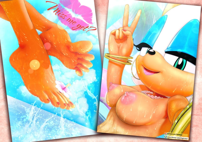 2022 anthro big_breasts breasts feet female foot_fetish foot_focus high-bear looking_at_viewer mammal mature_female nipples rouge_the_bat sega solo sonic_(series) sonic_the_hedgehog_(series) toes