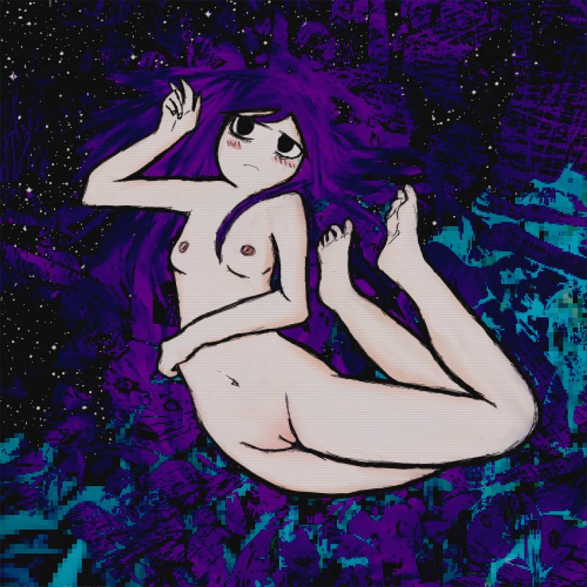 1girls 2019 album_cover artistic_nude black_eyes bored breasts casual casual_nudity drifting feet female female_focus female_only floating floating_hair glitch glitch_effect in_space innie_pussy jvne_(sewerslvt) legs_back legs_up music_(culture) neutral_expression nonsexual_nudity nude nude_female peace_sign purple_hair pussy sewerslvt sewerslvt_(artist) small_breasts solo solo_female solo_focus space unamused