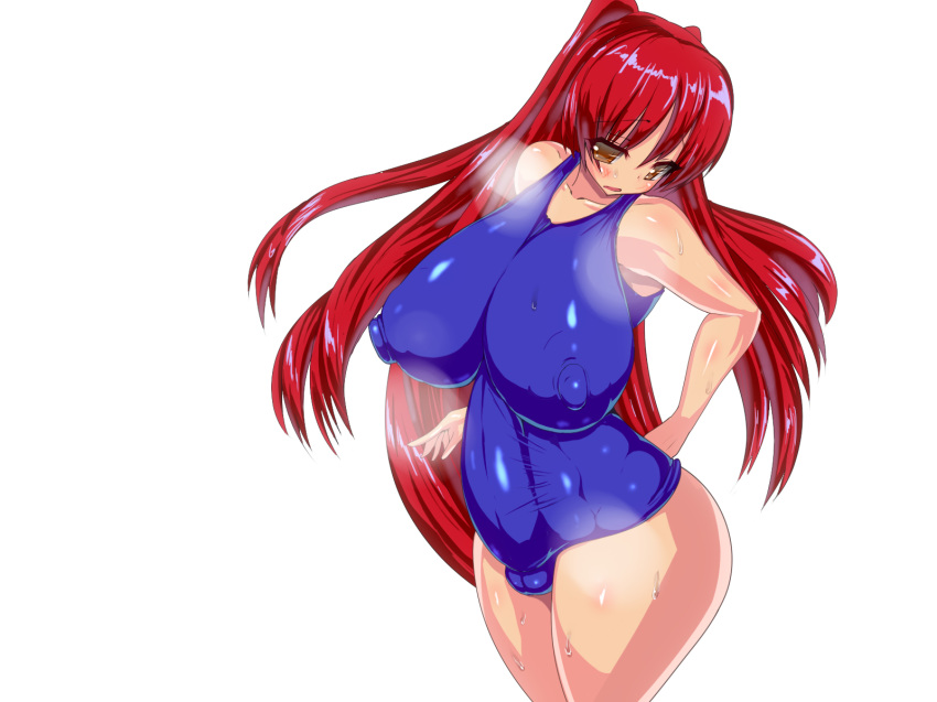 1futa blush breasts brown_eyes erect_nipples full-package_futanari futa_only futanari huge_breasts huge_nipples intersex kari kousaka_tamaki large_breasts long_hair nipples one-piece_swimsuit red_hair solo standing sweat swimsuit to_heart_(series) to_heart_2 totoya