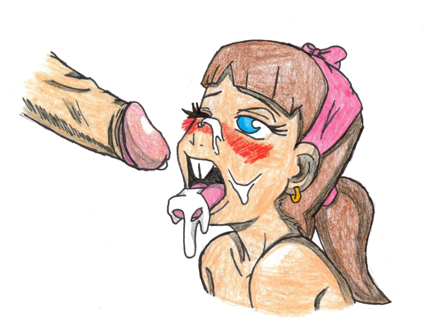 1girls blush bow buckteeth canon_genderswap crocface cum cum_on_tongue facial nickelodeon rule_63 straight_hair tagme the_fairly_oddparents timantha timmy_turner wink