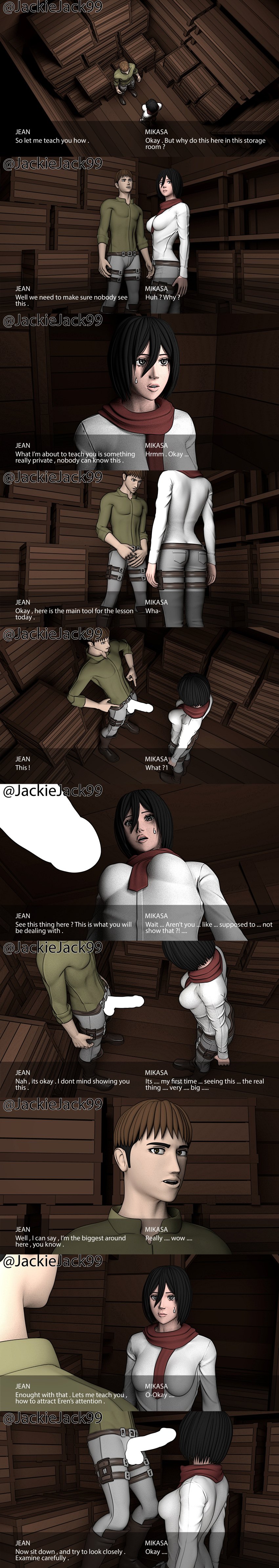 1boy 1girls 3d asian attack_on_titan black_eyes black_hair censored censored_penis cheating cuckold deepthroat deepthroat_request deepthroat_training female first_deepthroat first_oral first_time fringe grey_eyes hidden hiding imminent_deepthroat imminent_oral innocent jackiejack99 jean_kirstein jeankasa kneeling medium_hair mikasa_ackerman netorare oral pale-skinned_female petite seductive_eyes seductive_mouth shingeki_no_kyojin short_hair shy surprised text