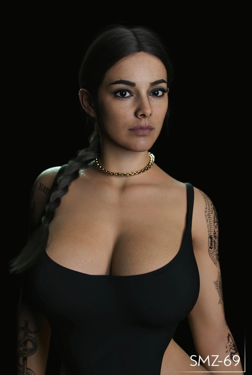 3d big_breasts braided_hair braided_ponytail call_of_duty cleavage smz-69 tagme tan-skin tan_skinned_female valeria_garza