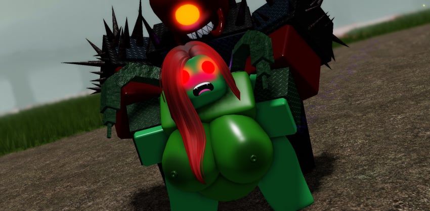 3d armor big_ass big_breasts big_penis brute_(scp:_the_red_lake) cum cum_in_pussy cum_inflation cum_inside dirt evil_grin fangs forest grass grass_field green_skin grey_sky holding_hands humanoid ivy_(scp:_the_red_lake) metal moosty open_mouth outside prison_guard_position rape red_eyes red_hair roblox roblox_game robloxian scp:_the_red_lake scp_foundation self_upload tall vaginal_penetration vine_tentacles vines waist_length_hair