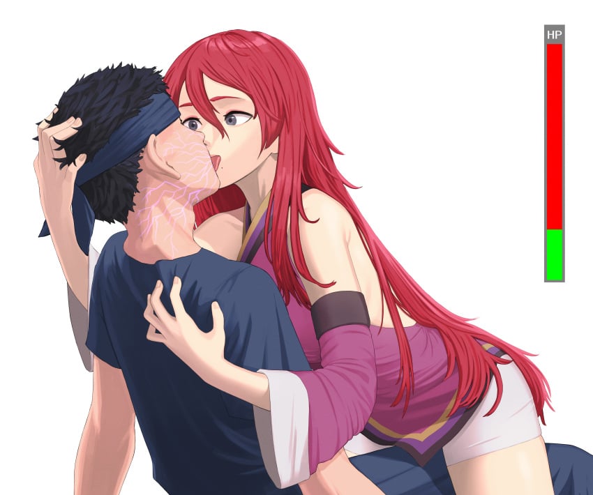 cowgirl_position draining_kiss energy_drain femdom fuuka_(naruto) health_bar kiss kiss_of_death kissing naruto naruto_(series) naruto_shippuden