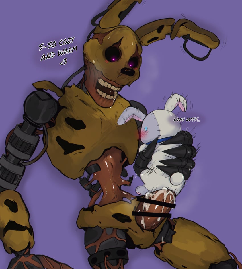 ambiguous_penetration blush bunny burntrap censor_bar censored censored_penis corpse cum cum_drip cum_inside digital_media_(artwork) duo english_text erection feral feral_on_human five_nights_at_freddy's five_nights_at_freddy's:_security_breach fleshlight humanoid male male_only mechanical_jaws_(artist) penis plushophilia rabbit red_eyes robot scottgames size_difference skull springtrap springtrap_(fnaf) sweat teeth text vanny vanny_(fnaf)