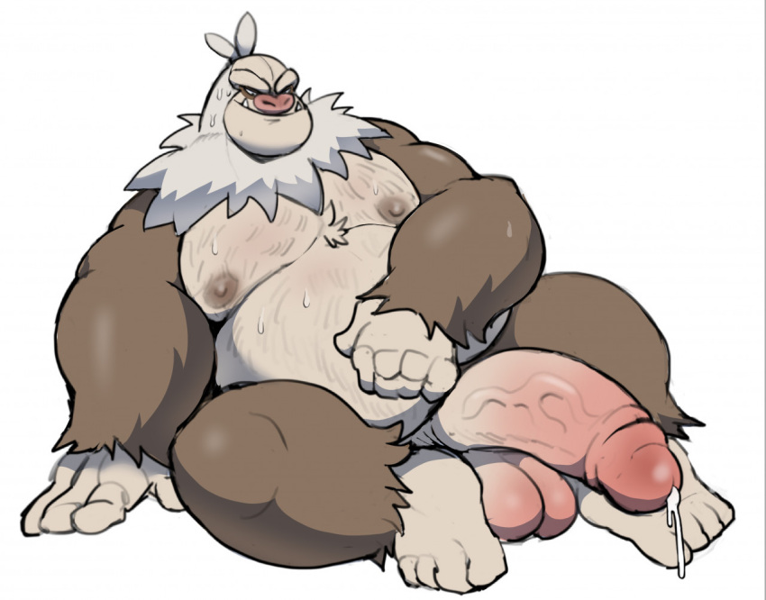 anthro balls bara barazoku big_balls big_penis furry huge_balls huge_cock male male_only musclegut muscles muscular nintendo overweight penis pokemon precum slaking sloth solo solo_male sweaty wani_panic