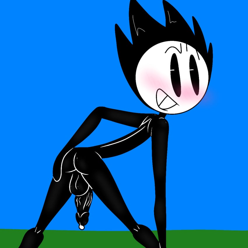 1boy ass ass_focus character_request imskip penis spiky_hair stickman tagme veiny_penis yocknock