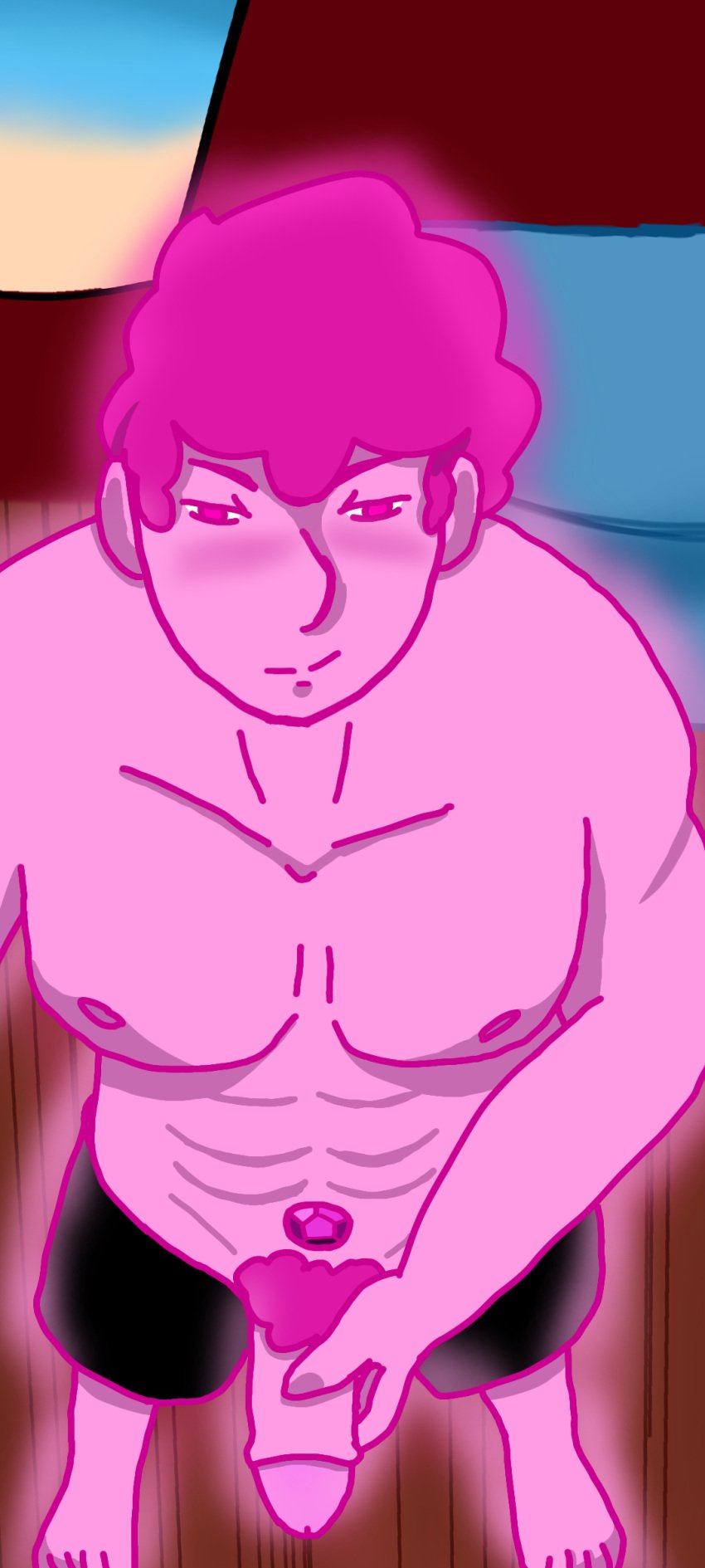 holding_penis male_focus male_only penis pink_eyes pink_glow pink_hair pink_skin solo_male steven_quartz_universe steven_universe tagme