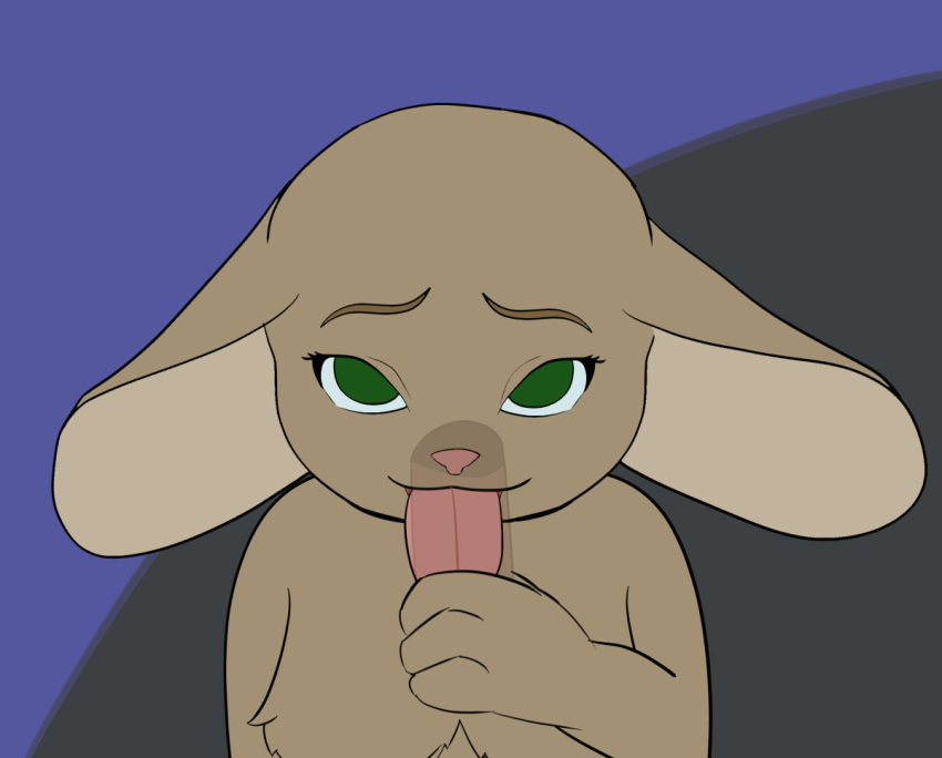 animated brown_body brown_fur duo fellatio female fur green_eyes humanoid lagomorph leporid long_ears male male/female mammal naturally_censored nipple_tuft oral penile rabbit sex tongue tongue_out tuft