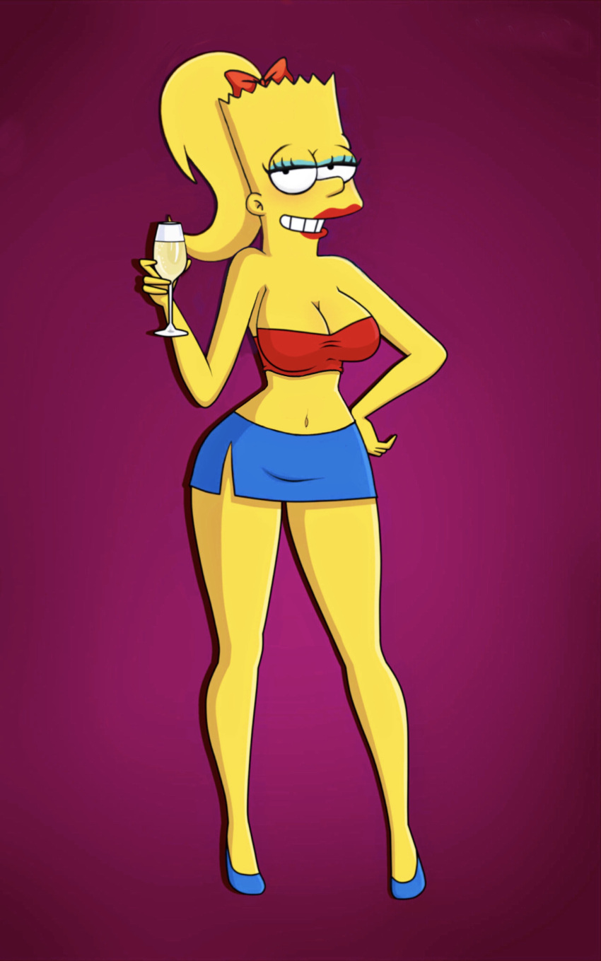 after_transformation age_progression aged_up bart_simpson bartina_simpson bedroom_eyes bimbo bimbofication bimbofied crop_top fan_edit girly horny horny_female rule_63 short_skirt teenage_girl teenager the_simpsons