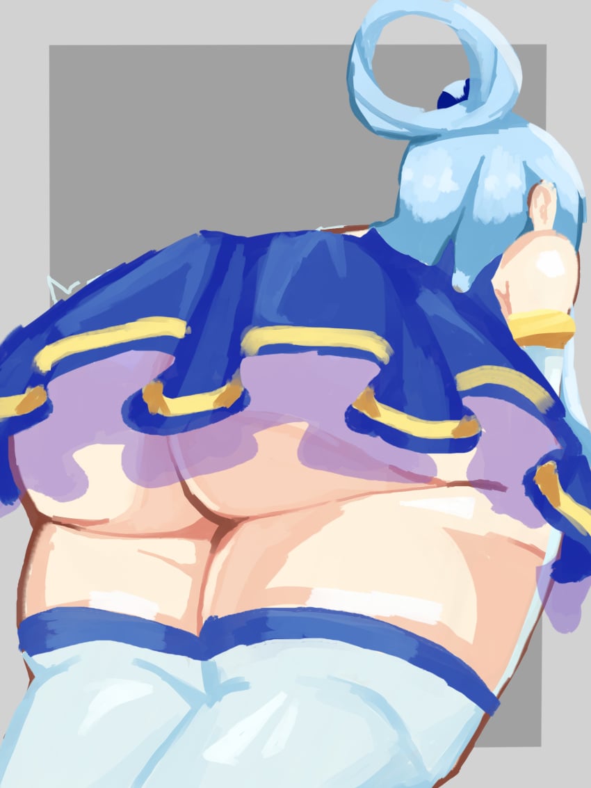 aqua_(konosuba) ass bare_ass big_ass blue_hair bubble_butt dat_ass dumptruck_ass fat_ass female kono_subarashii_sekai_ni_shukufuku_wo! large_ass plok902 skirt solo solo_female thick_thighs thighhighs