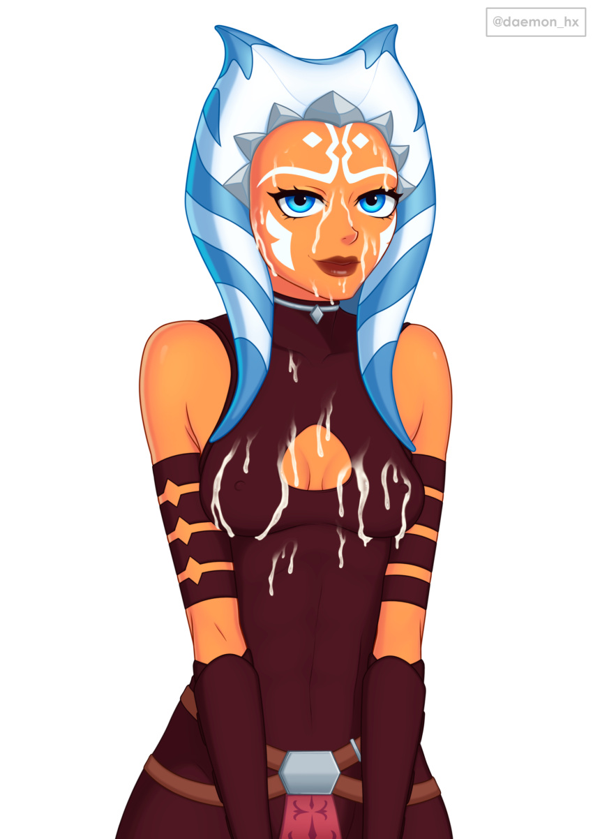 1girls ahsoka_tano clone_wars cum cum_on_clothes cum_on_face daemonhx lucasfilm nipple_bulge pokies star_wars tagme the_clone_wars:_season_four togruta