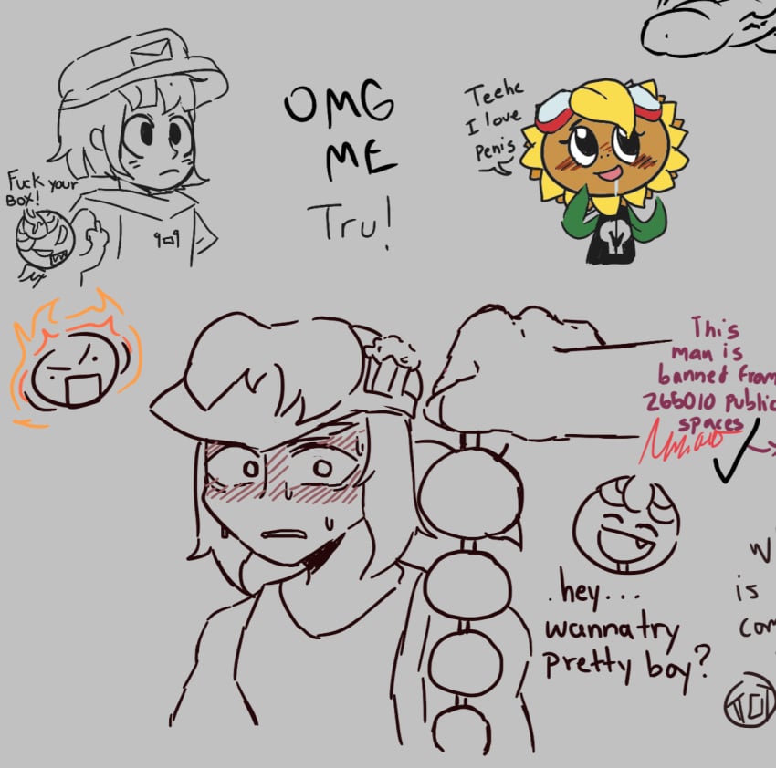 anal_beads anthro blushing_at_viewer brawl_stars crossover doodle fang_(brawl_stars) female neppyin plants_vs_zombies plants_vs_zombies:_heroes solar_flare_(pvz) sunflower_(pvz)