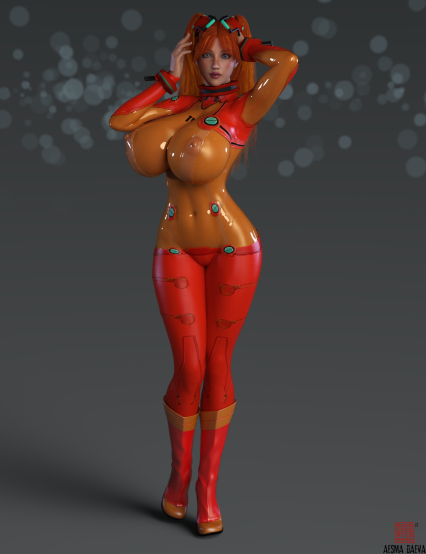 1girls 3d aesmadaeva37 asuka_langley_sohryu bimbo bimbofication bodysuit breasts covered_nipples female female_only huge_ass huge_breasts human light-skinned_female light_skin long_hair low_pants neon_genesis_evangelion orange_hair pilot_suit plugsuit post_transformation rebuild_of_evangelion solo test_plugsuit thick_thighs transformation wide_hips