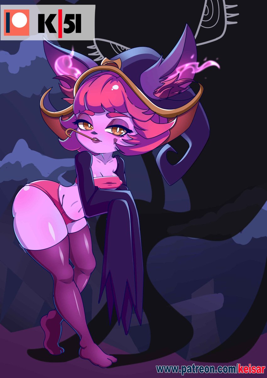 1girls 2022 anthro ass bent_over bewitching_vex blush bra breasts cleavage detached_sleeves erect_nipples erect_nipples_under_clothes furry harrowing_series hat keisar_(artist) league_of_legends league_of_legends:_wild_rift long_sleeves looking_at_viewer mouth_hold no_shoes orange_eyes panties pink_bra pink_hair pink_panties riot_games short_hair small_breasts standing tagme tales_from_the_rift_series thighhighs thighs vex_(league_of_legends) witch_hat yordle