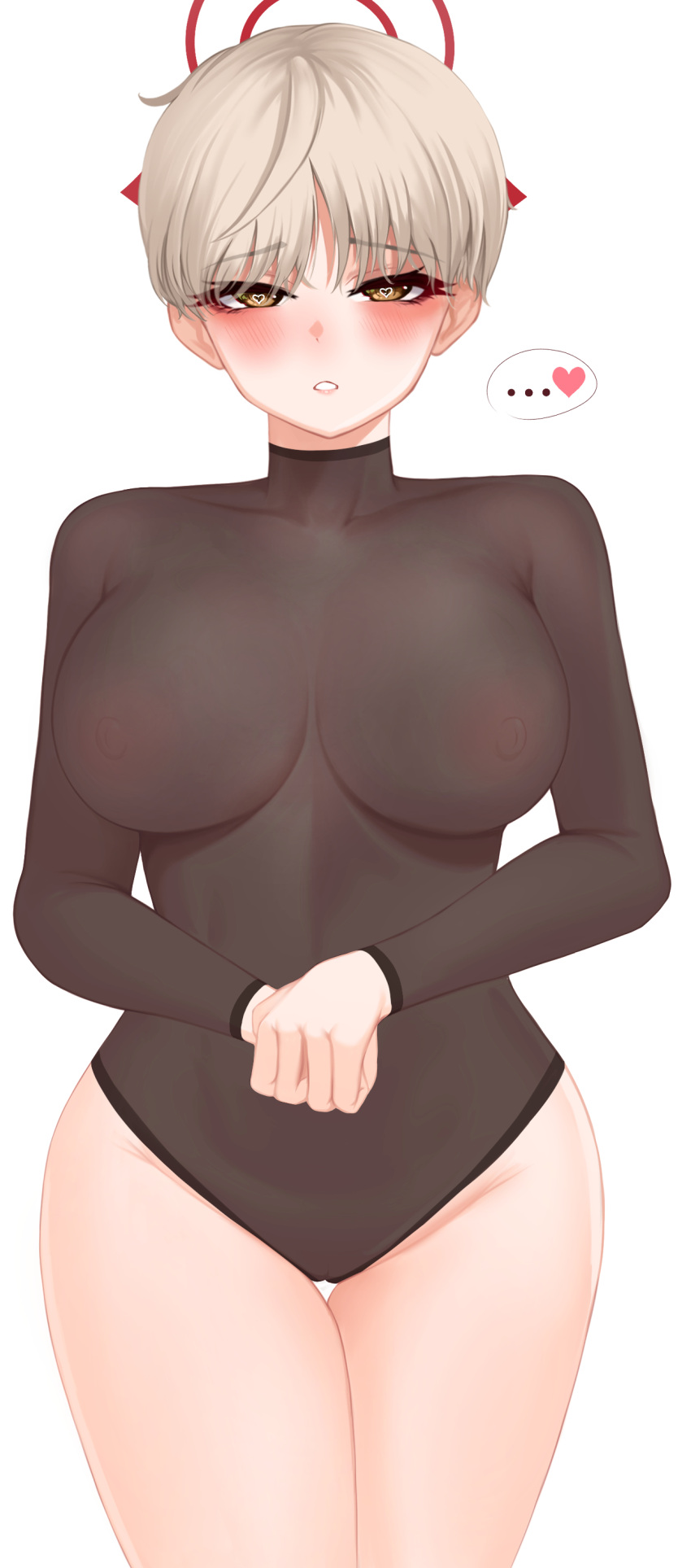 1girls 82jhin big_breasts blonde_hair blue_archive breasts busty curvaceous curvy curvy_body curvy_female curvy_figure female heart-shaped_pupils huge_breasts large_breasts marina_(blue_archive) short_hair very_short_hair voluptuous