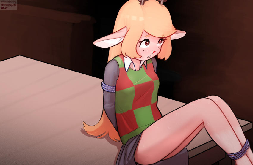 1girls 2d anotherpicq anthro anthro_female anthro_only bondage deer deltarune deltarune_chapter_2 female female_only furry furry_female furry_only humanoid humanoid_female humanoid_only mammal mammal_humanoid noelle_holiday solo undertale_(series)