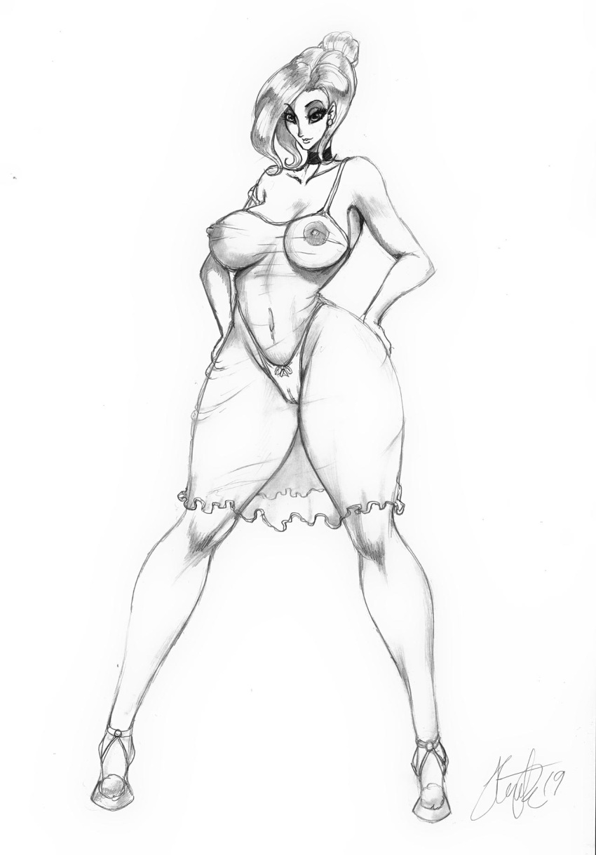 1girls big_breasts breasts bust busty digital_drawing_(artwork) eyelashes female henrik-drake hhammerh hips hourglass_figure katrina_(hhammerh) legs lower_body mature mature_female monochrome original_character sketch solo thick thick_thighs traditional_media_(artwork) upper_body voluptuous wide_hips