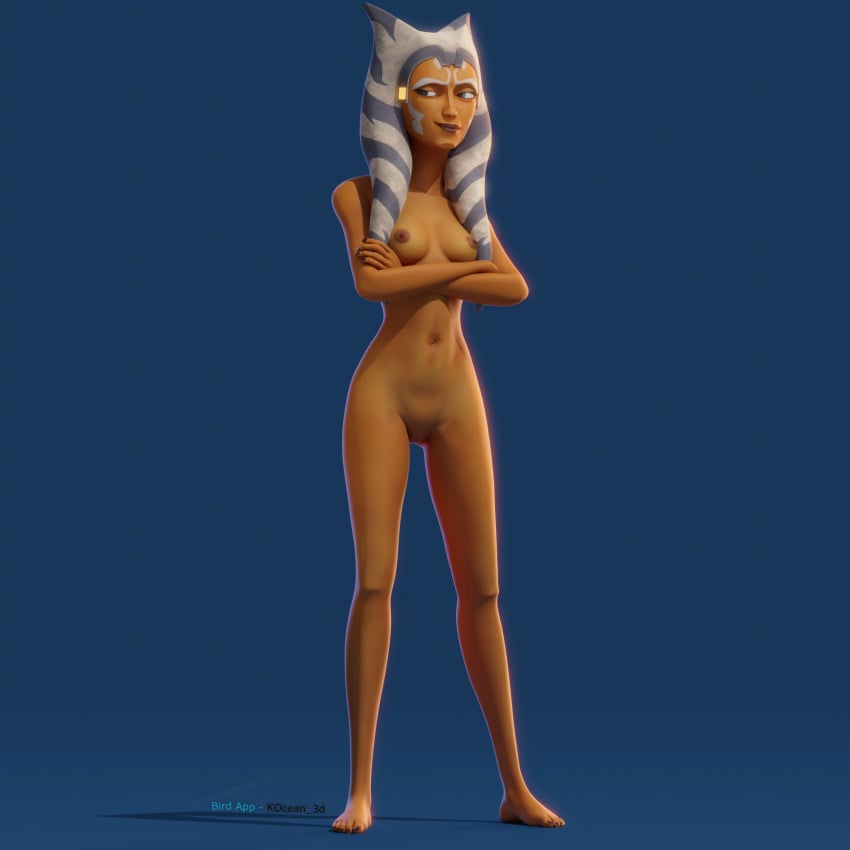 1girls 3d ahsoka_tano airress3d_(3d-modeller) alien alien_girl barefoot black_nails blue_background breasts clone_wars completely_nude crossed_arms feet female female_only full_body happy kocean_3d looking_away medium_breasts nail_polish nipples nude nude_female orange_skin simple_background skinny small_breasts smile smirk smug solo standing star_wars the_clone_wars:_season_seven togruta