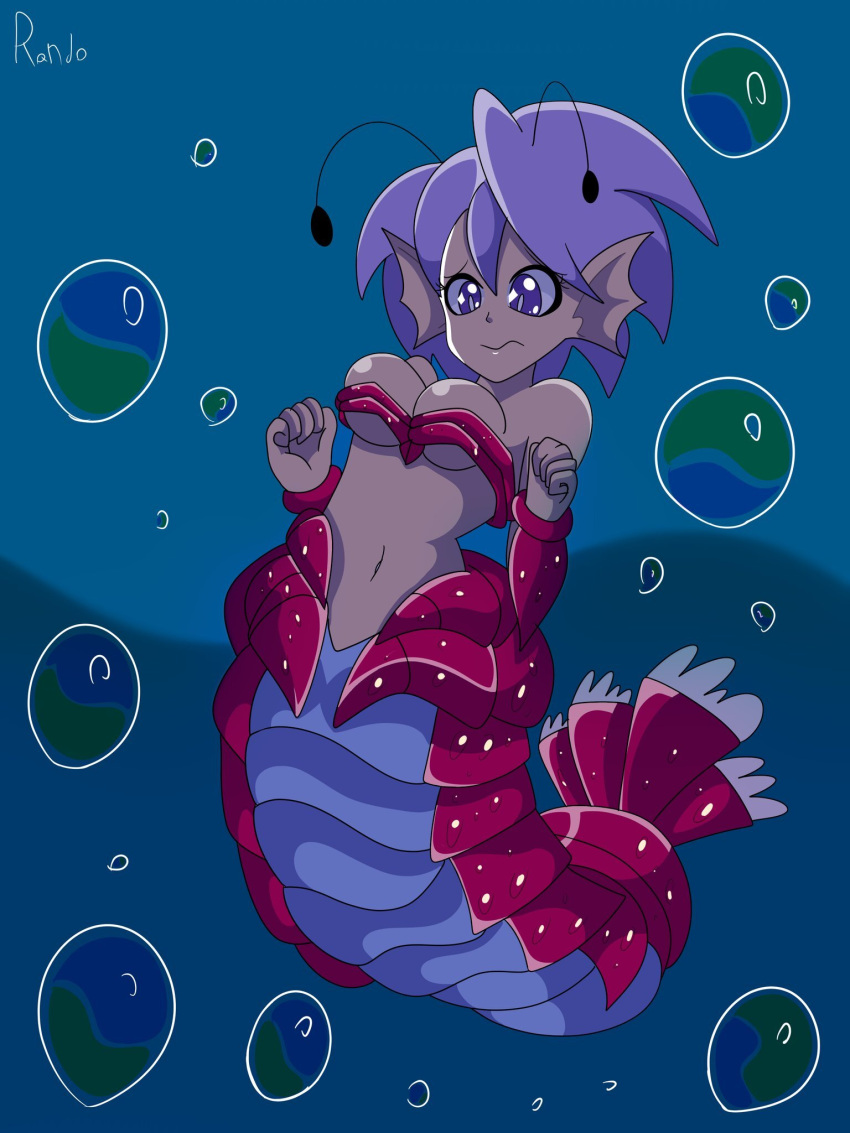 1girls 2d breasts female female_focus female_only highres lobster_siren merfolk mermaid nipples_covered purple_hair randonsfw1 shantae shantae_and_the_seven_sirens short_hair siren smooth_skin solo solo_female tagme underwater