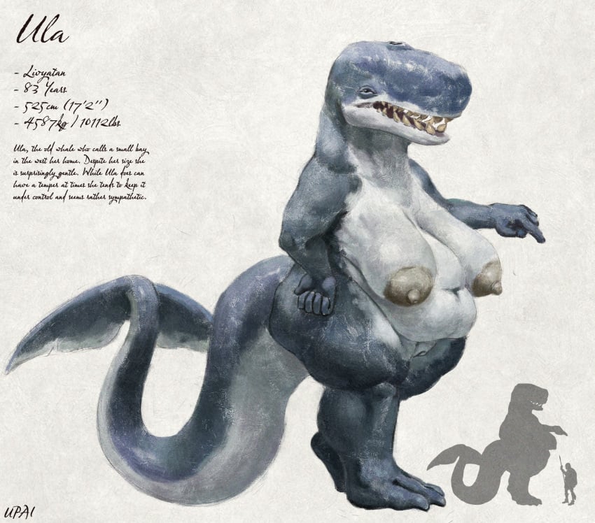 anthro areola belly big_areola big_belly blowhole blue_body breasts cetacean female full-length_portrait fur genitals grey_body grey_fur hi_res humanoid_genitalia humanoid_pussy mammal marine model_sheet narrowed_eyes navel nipples nude open_mouth overweight overweight_anthro overweight_female portrait pussy sagging_breasts sharp_teeth signature simple_background solo standing teeth three-quarter_view upai