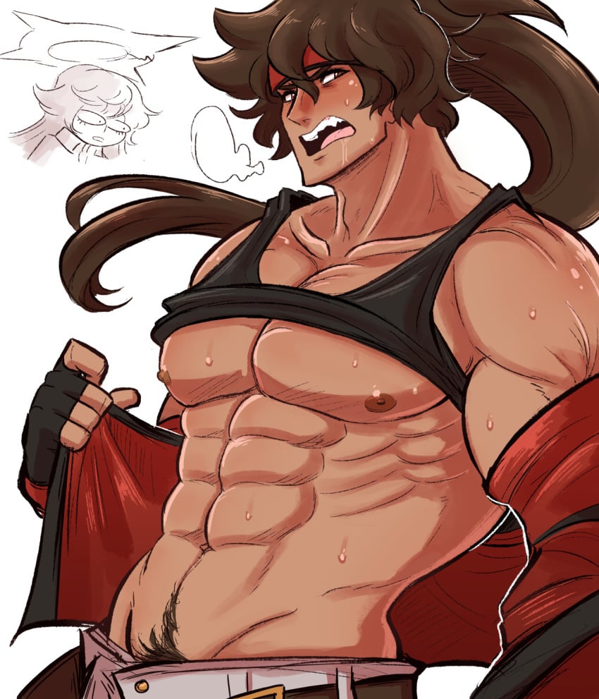 1boy1girl arc_system_works awooga bara body_hair breath guilty_gear guilty_gear_strive jack-o'_valentine pubic_hair scruffyturtles sol_badguy we