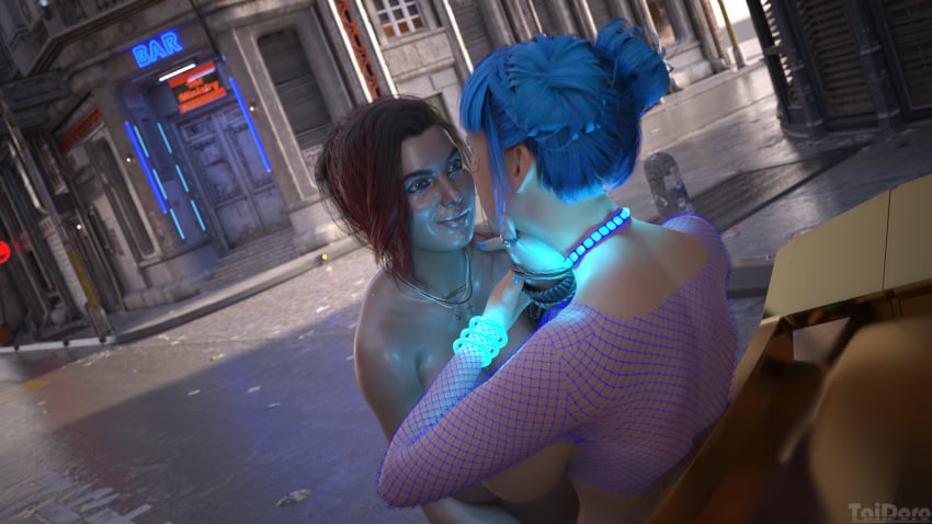 3d 3d_(artwork) 3dx blue_moon_(cyberpunk_2077) claire_russell cyberpunk_2077 fingering futanari taidoro