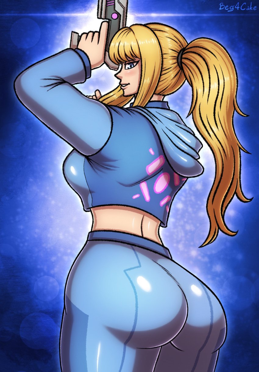 1girls artist_name artist_signature ass bangs beg4cake big_ass big_butt blonde_hair blue_eyes blush blush breasts casual casual_clothes curvy eye_contact fat_ass female female_focus female_only gun hi_res high_resolution highres holding_gun holding_object holding_weapon hoodie jacket large_ass light-skinned_female light_skin looking_at_viewer metroid nintendo ponytail pov_eye_contact samus_aran side_view sideboob solo solo_female solo_focus tagme thick_ass thighs voluptuous