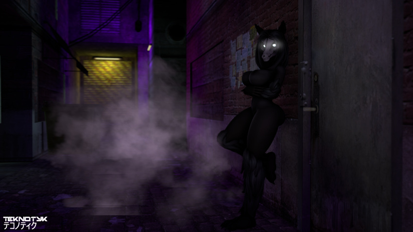 1girls 3d_(artwork) against_surface against_wall alley anthro arm_under_breasts ass black_body black_fur black_hair bone breasts canid canine crossed_arms digital_media_(artwork) dim_lighting female fur glowing glowing_eyes hair hi_res leaning_on_wall looking_at_viewer mal0 malo mammal monster night nipples nude public public_nudity scp-1471 scp-1471-a scp_foundation skull skull_head solo source_filmmaker teknotyk watermark white_eyes