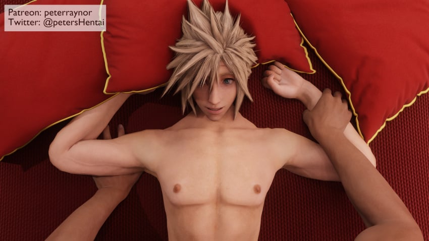 2boys 3d 3d_(artwork) anal big_penis cloud_strife final_fantasy final_fantasy_vii gay looking_at_viewer male male_only missionary_position peterraynor self_upload yaoi