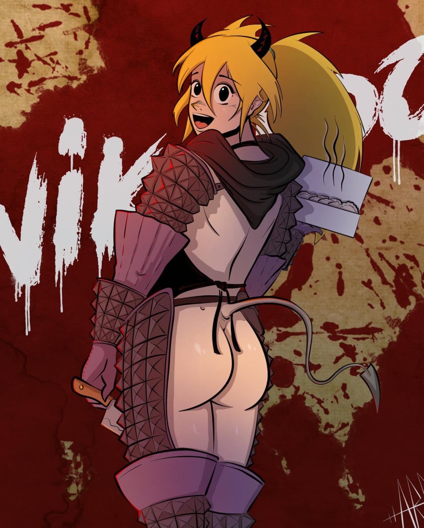 1girls ass bottomless dewidiot dorohedoro female_only nikaido_(dorohedoro) solo solo_female