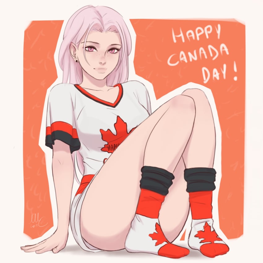 canada chloe_(sciamano240) freckles hi_res light-skinned_female light_skin looking_at_viewer mirco_cabbia national_personification oc original original_character pink_eyes pink_hair sciamano240 smile smiling smiling_at_viewer white_skin