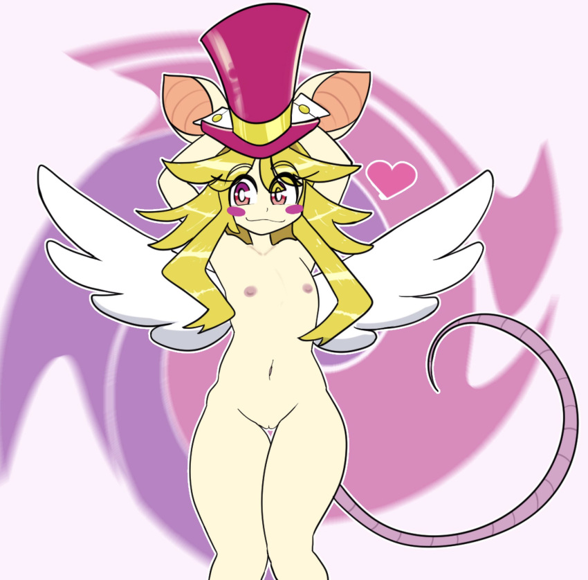 hsp mad_rat_dead no_clothes nude nude_female pink_nipples rat_god_(mad_rat_dead) simple_background top_hat twitter_username